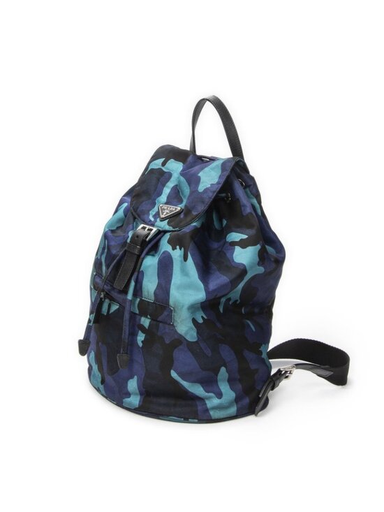 Prada Drawstring Backpack Blue Black Camouflage Nylon main image 6